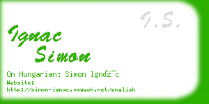 ignac simon business card